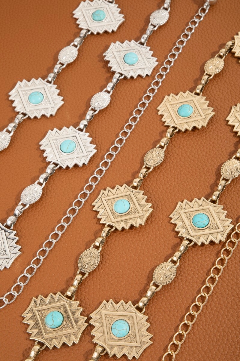 Diamond Shape Western Concho Chain Belt