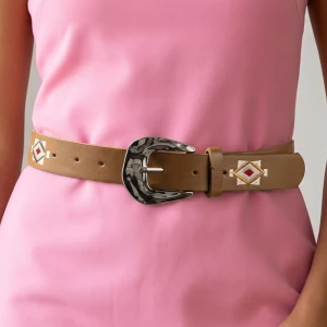 Embroidered Southwestern Vegan Leather Belt