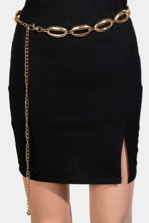 Rounded Metallic Oval Chain Belt