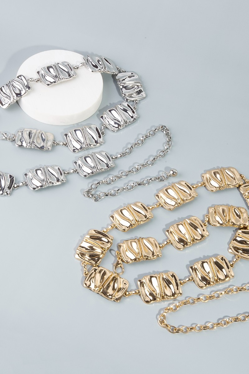Warped Metallic Square Chain Belt