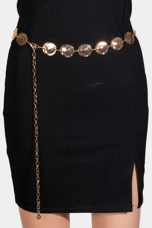 Hammered Metallic Discs Chain Belt