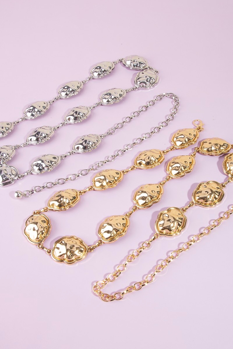 Abstract Metallic Oval Chain Belt