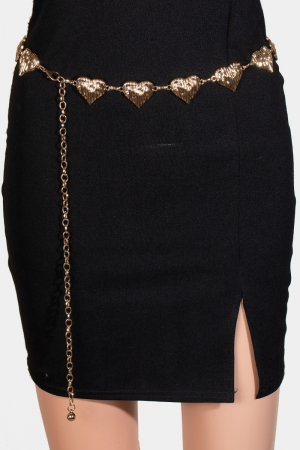 Textured Metallic Hearts Chain Belt