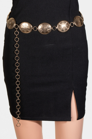 Intricate Boho Engraved Western Concho Chain Belt