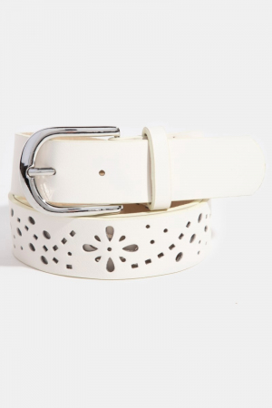 Floral Filigree Cut Out Vegan Leather Belt
