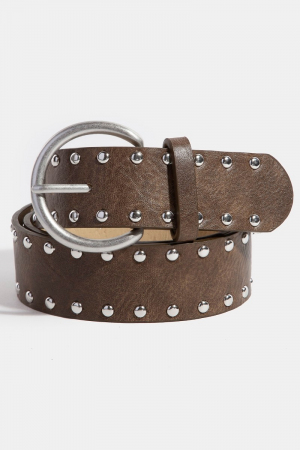 Metallic Studded Vegan Leather Belt