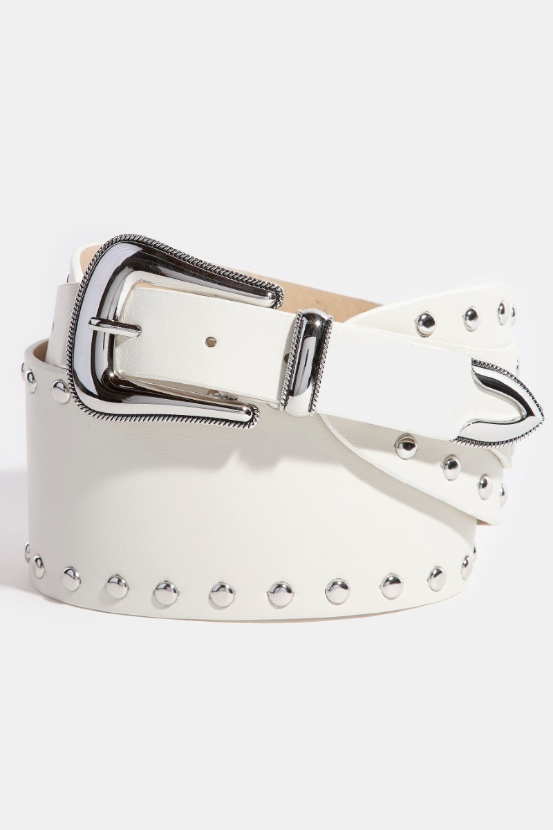 Wide Grommet Studded Vegan Leather Belt