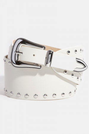 Wide Grommet Studded Vegan Leather Belt
