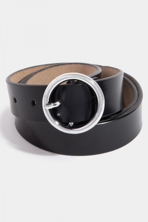Round Ring Buckle Leather Belt