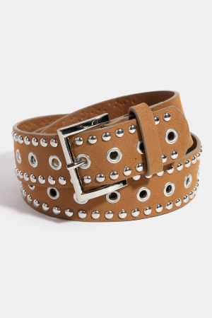 Studded Grommet Suede Belt