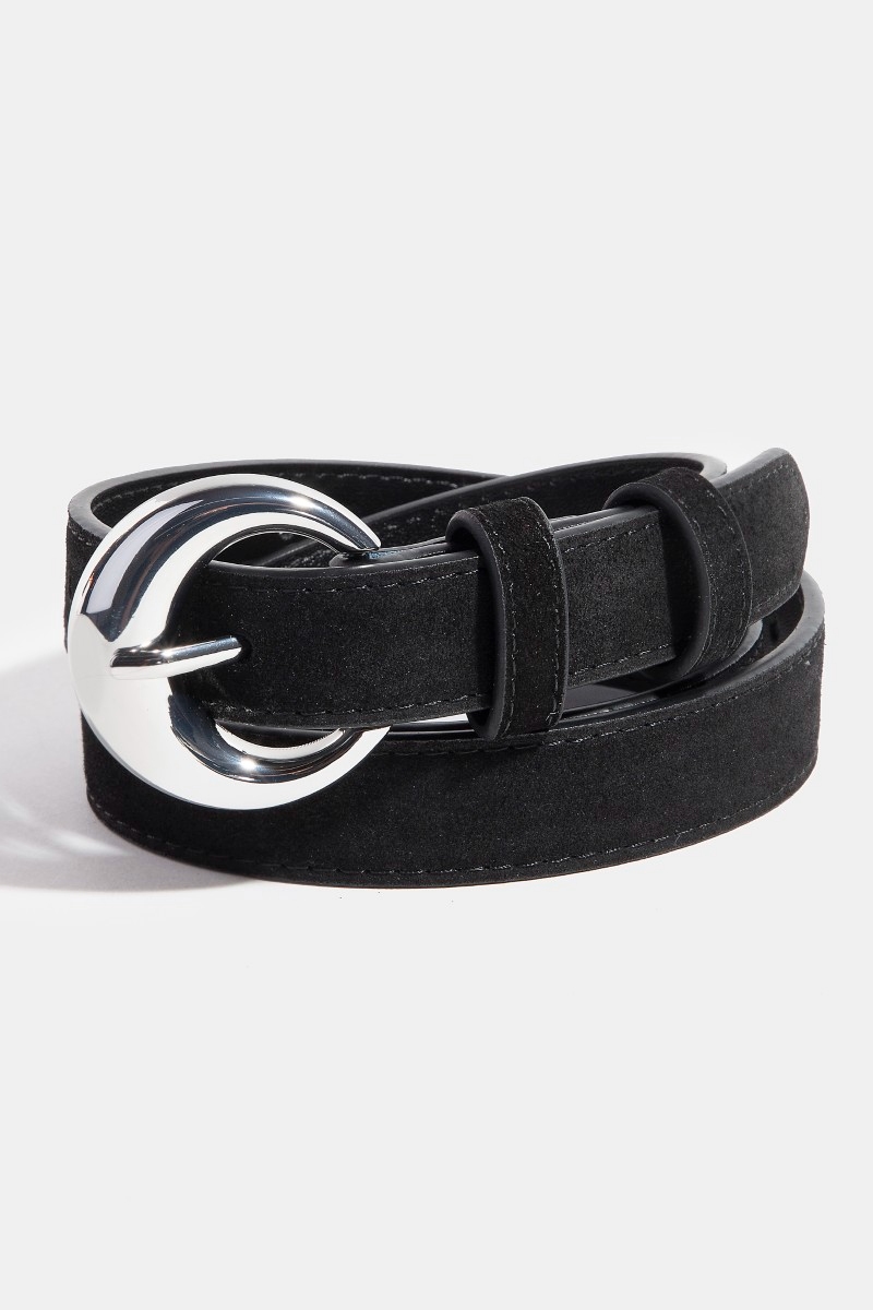 Round Buckle Rough Leather Belt