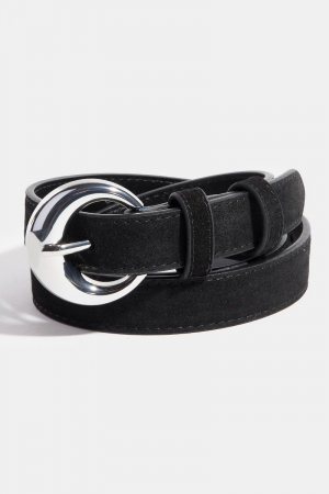 Round Buckle Rough Leather Belt