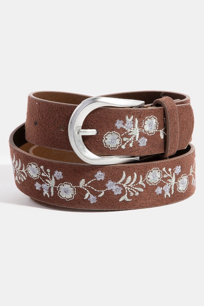 Soft Floral Embroidered Belt