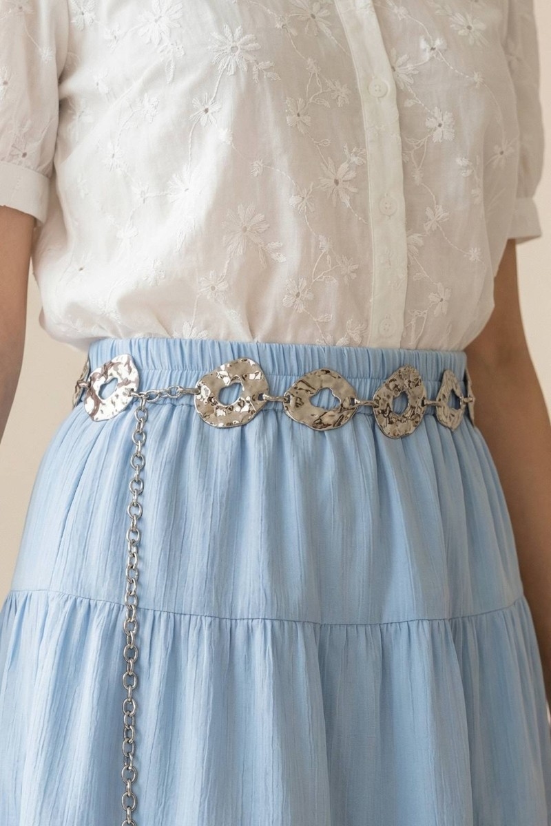 Warped Metallic Flat Hoop Chain Link Belt