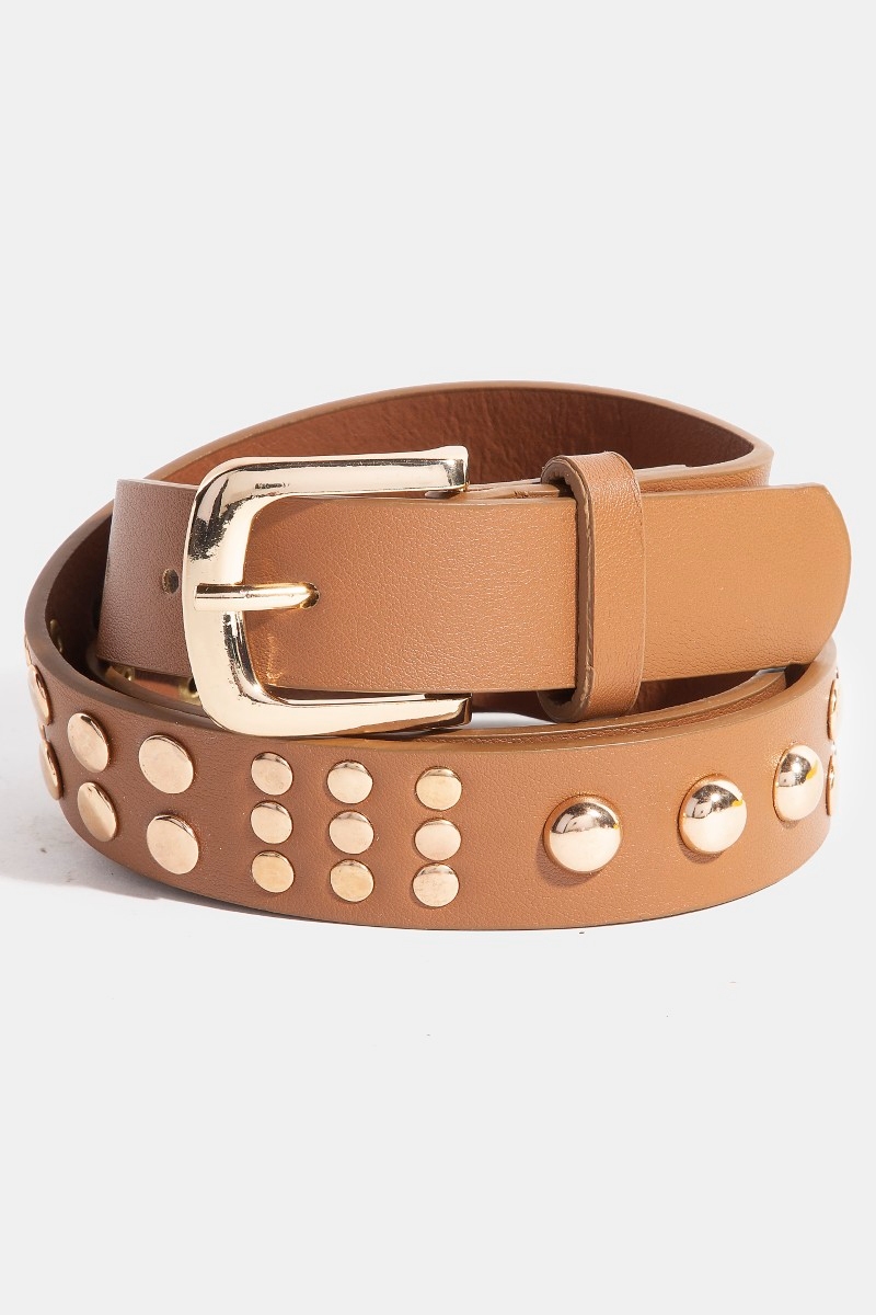 Metallic Dome Studded Faux Leather Belt