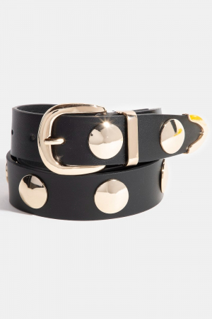 Metallic Disc Studded Vegan Leather Belt