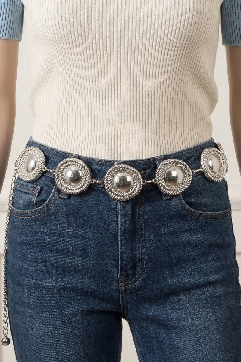 Metallic Rope Wrap Disc Chain Belt