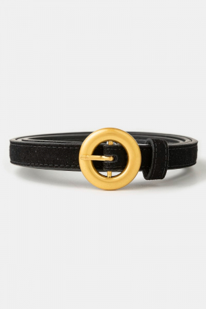 Skinny Circle Buckle Leather Belt