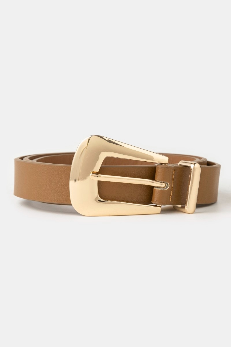 Bulky Buckle Faux Leather Belt