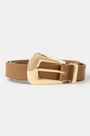 Bulky Buckle Vegan Leather Belt