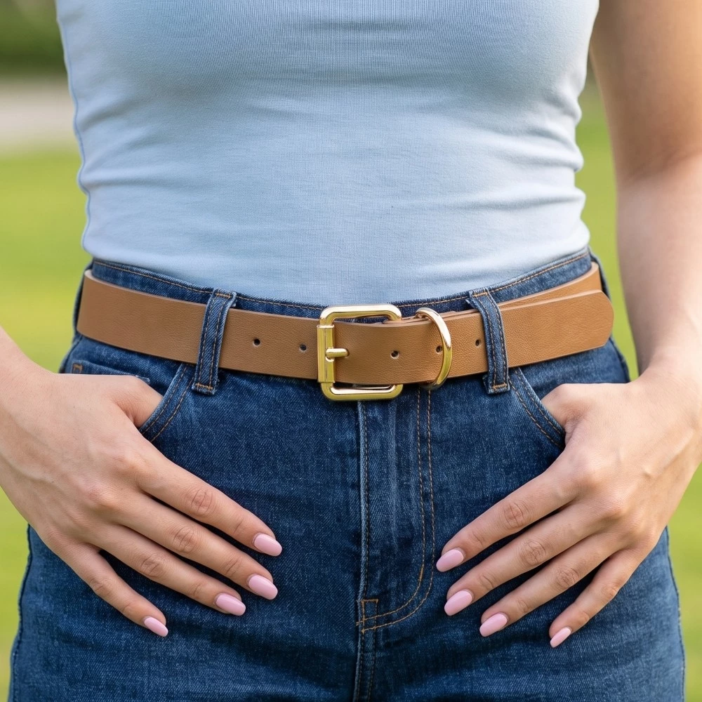 Sleek Medium Faux Leather Belt