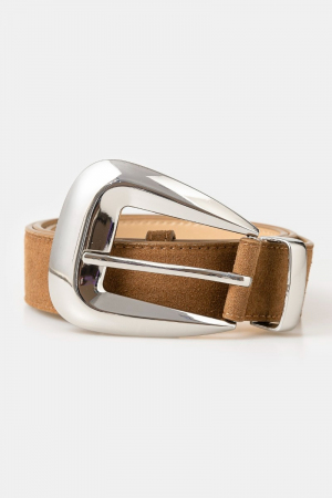 Large Buckle Rough Leather Belt