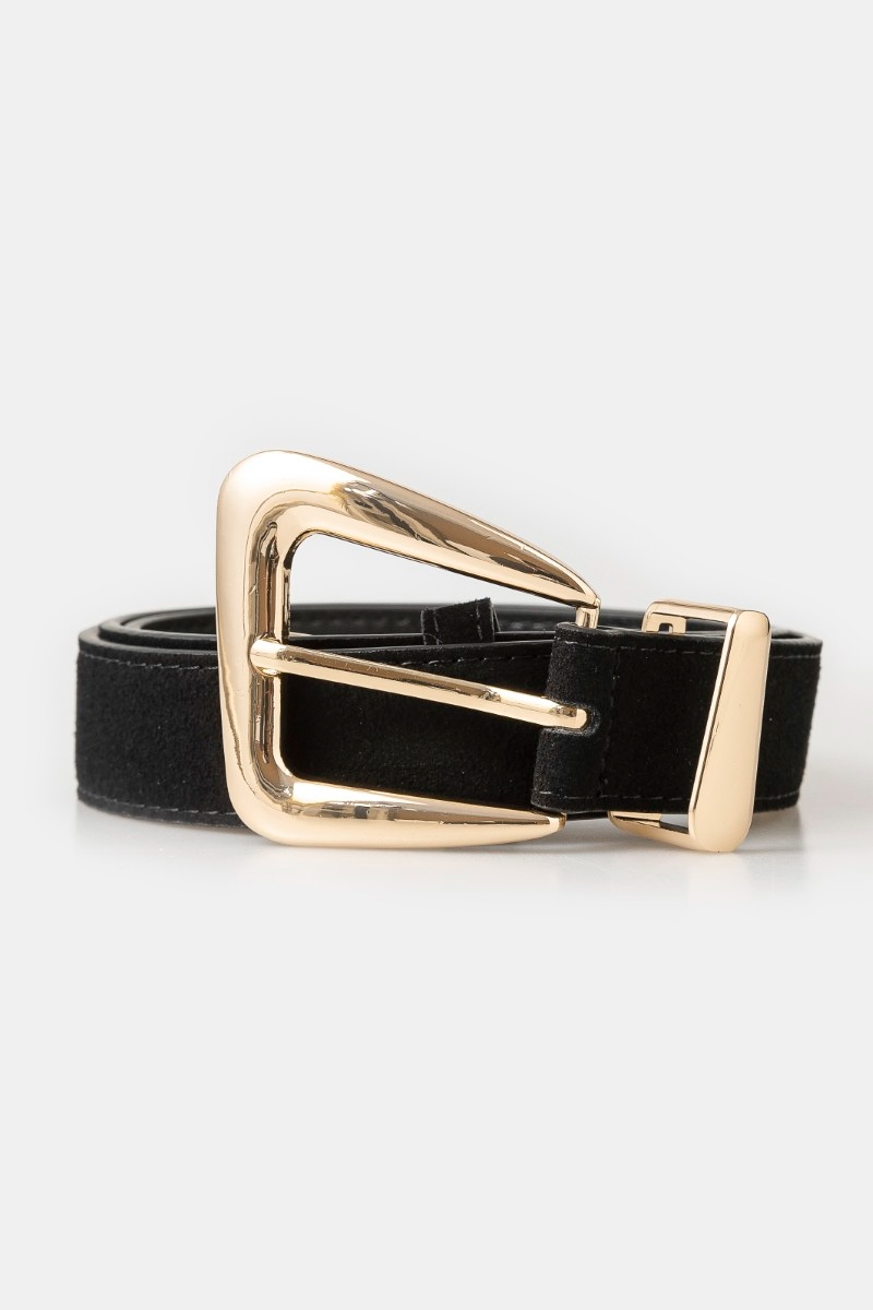 Warped Buckle Leather Belt