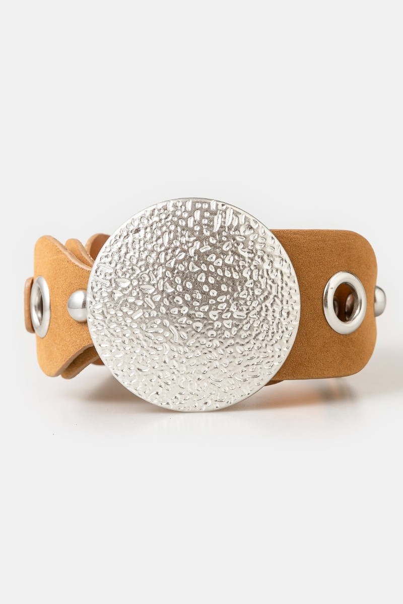 Studded Grommet Large Disc Buckle Belt