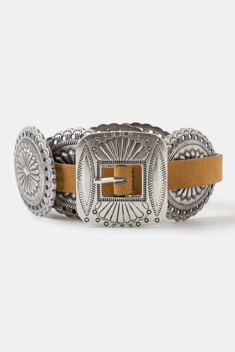 Western Concho Disc Decor Buckle Belt