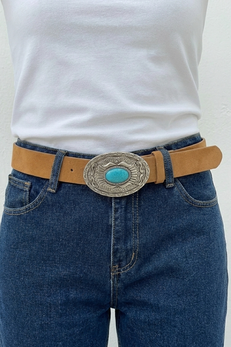 Oval Western Concho Oversized Buckle Belt