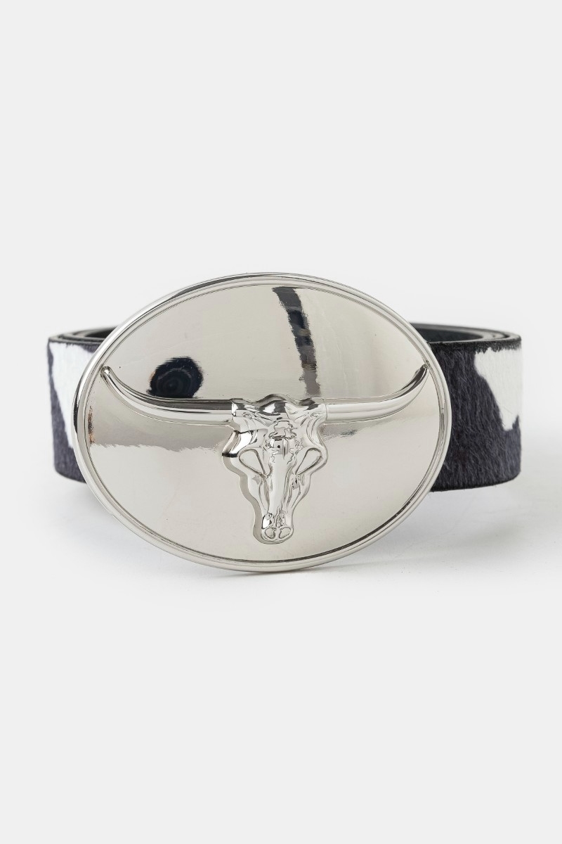 Glossy Longhorn Buckle Western Belt