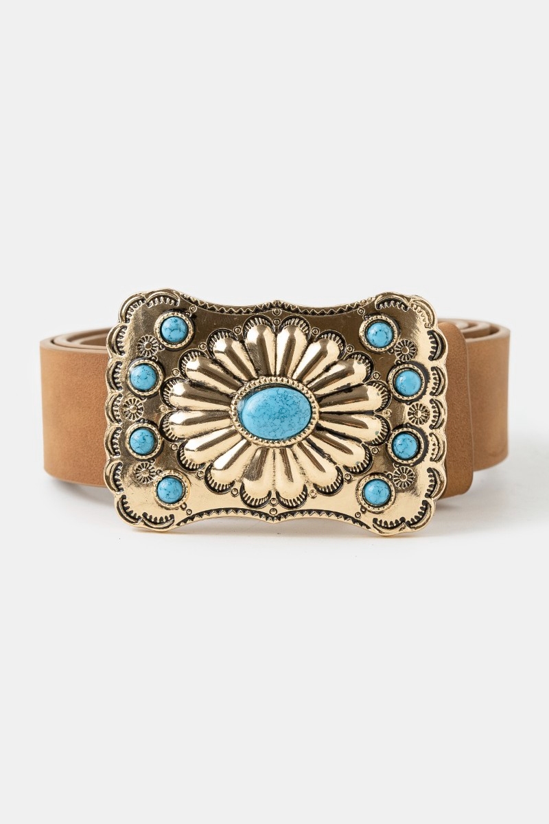 Concho Western Medallion Oversized Statement Buckle Belt