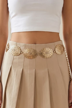 Starburst Medallion Scalloped Concho Chain Belt