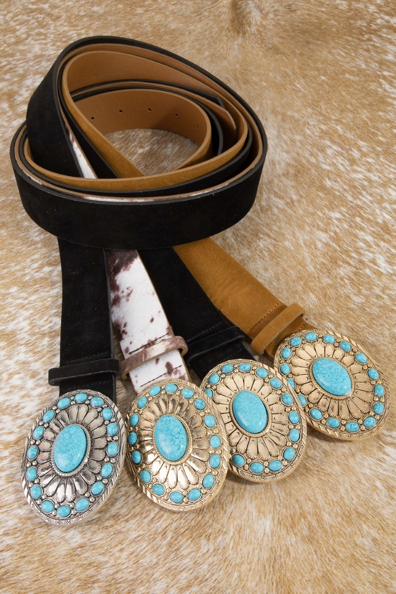 Western Large Oval Concho Buckle Belt