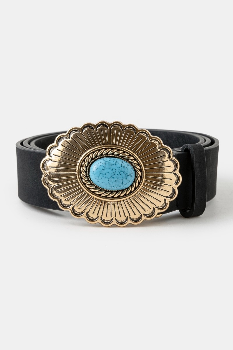 Large Western Turquoise Buckle Belt