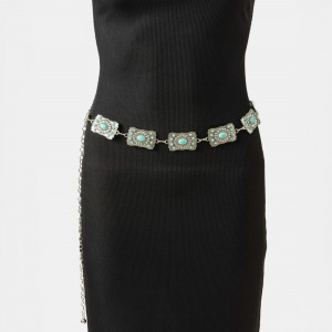 Western Turquoise Concho Chain Disc Belt