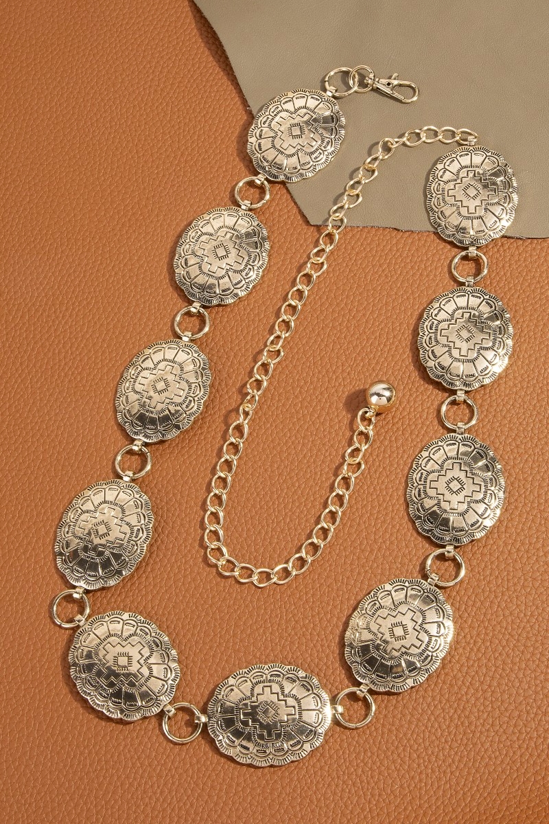 Oval Western Concho Disc Chain Belt