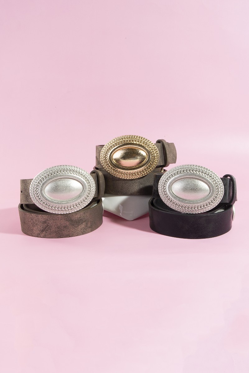 Western Ornate Ovals Vegan Leather Belt