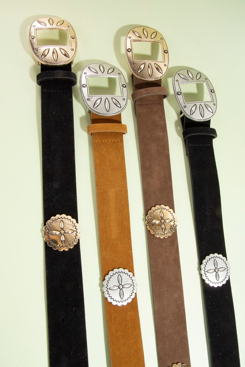 Western Concho Accent Vegan Leather Belt