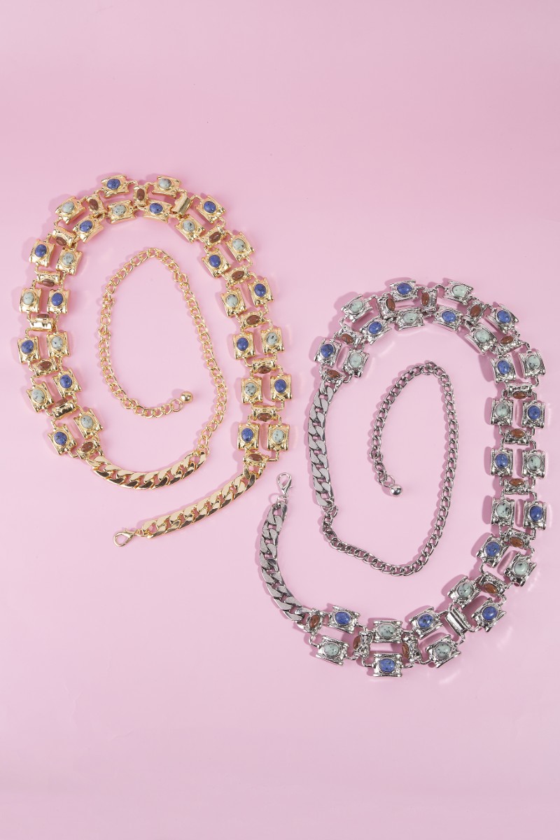 Western Concho Stone Chain Belt