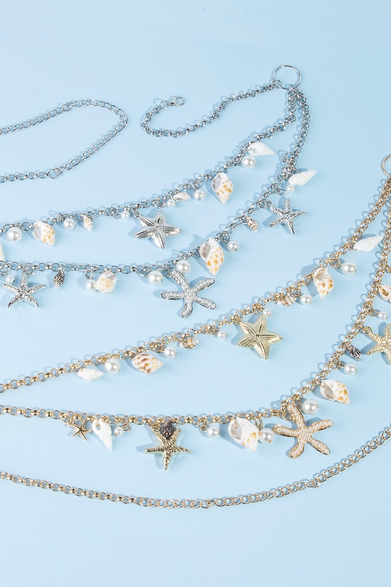 Assorted Sealife Charms Layered Chain Belt