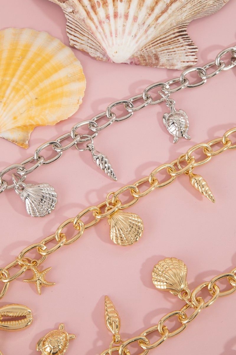 Assorted Sealife Charms Chain Belt