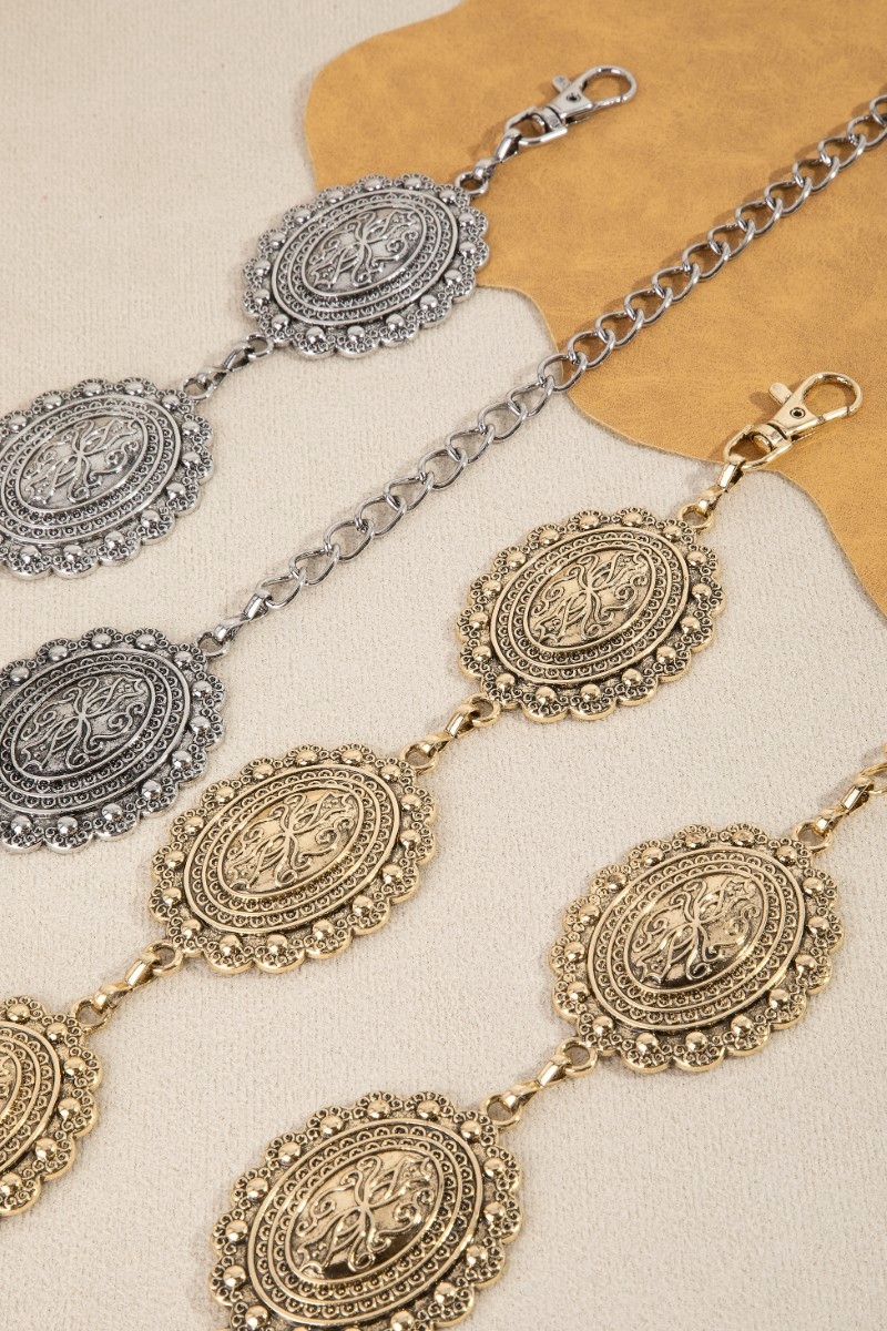 Oval Western Concho Chain Link Belt
