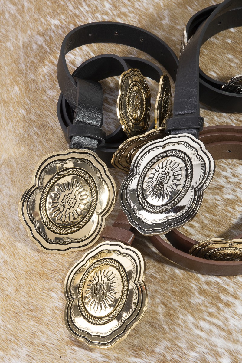 Western Large Concho Vegan Leather Belt