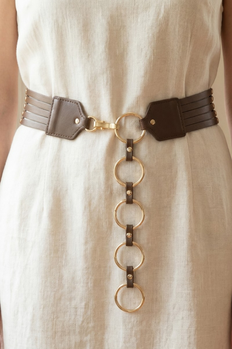 Circle Link Layered Vegan Leather Belt