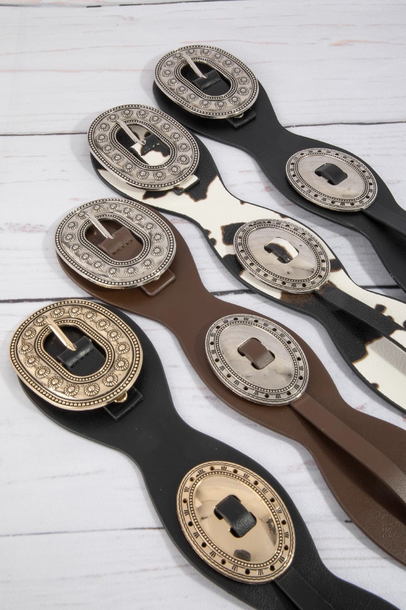 Western Concho Vegan Leather Belt