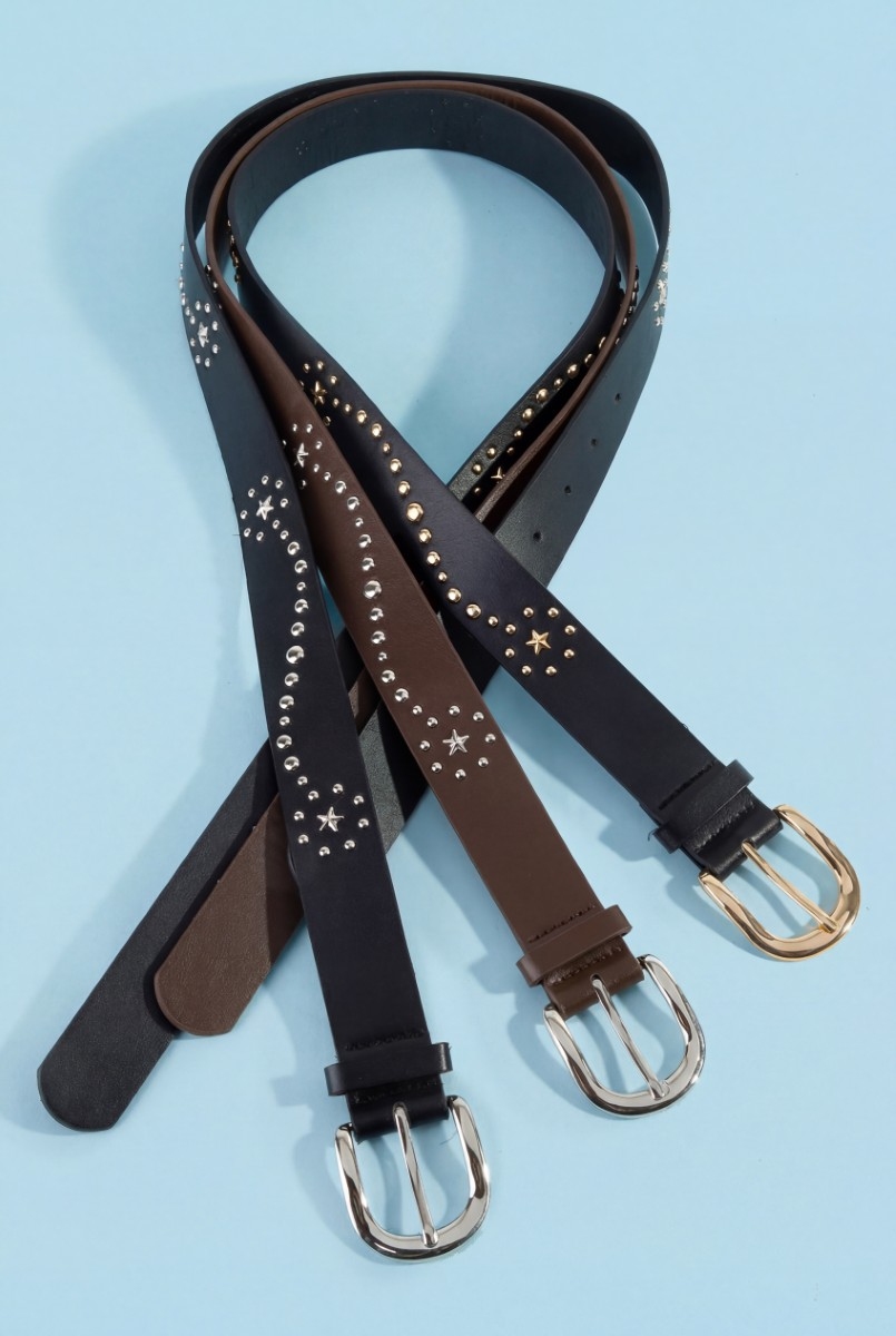 Studded Star Vegan Leather Belt