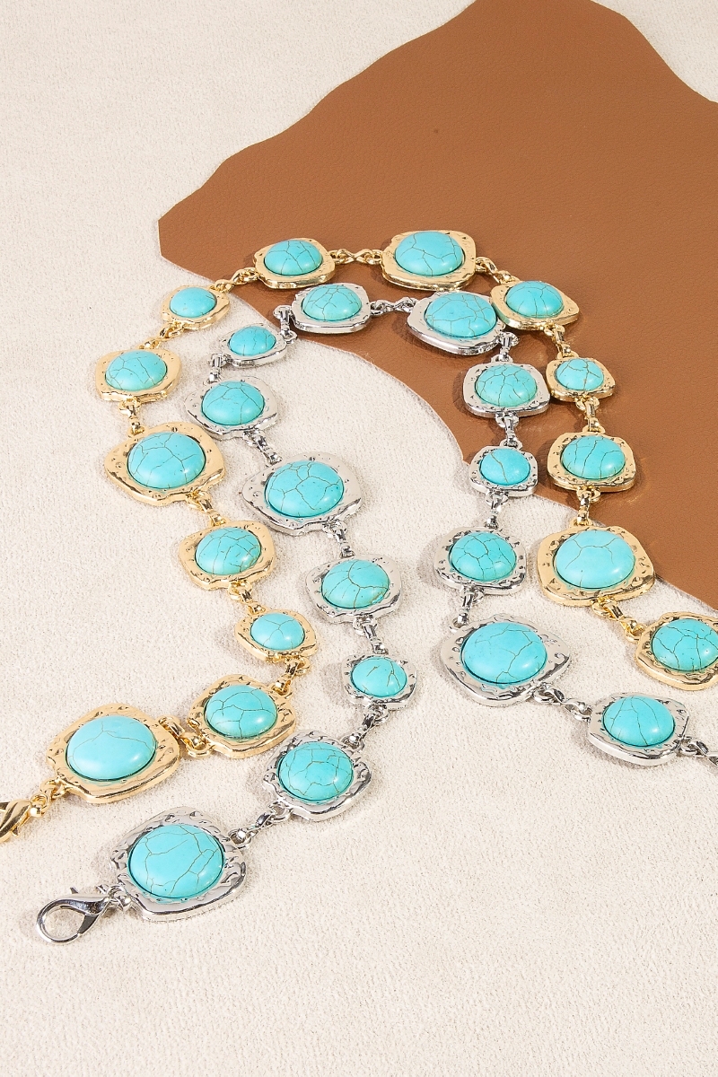 Turquoise Dome Stones Chain Belt