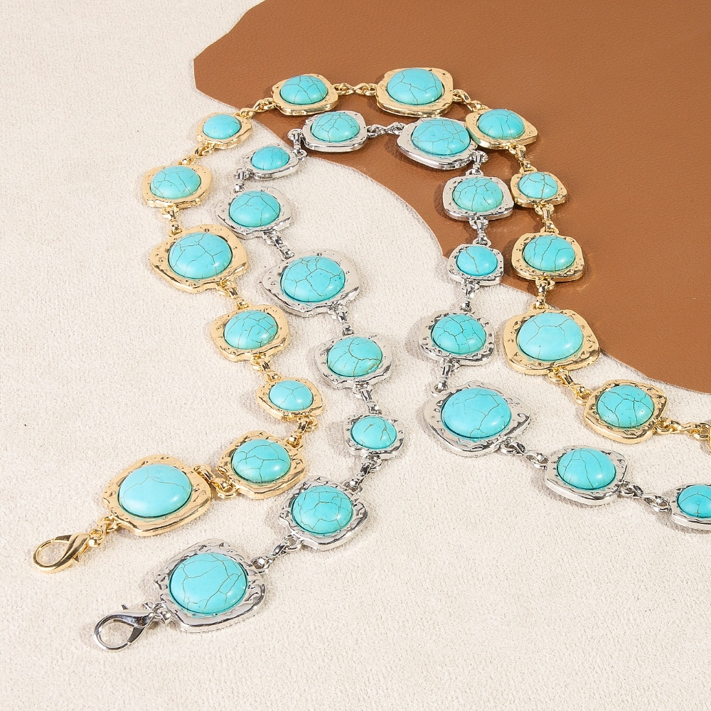 Turquoise Dome Stones Western Chain Belt