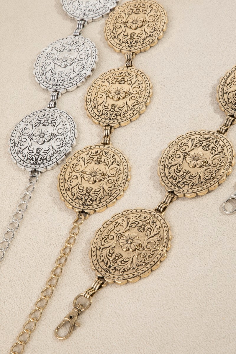 Floral Concho Western Chain Belt